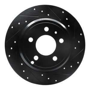 Volvo C70 Brake Rotor (1) - Rear Right - R1 Concepts - Drilled & Slotted - Black - `96-`04